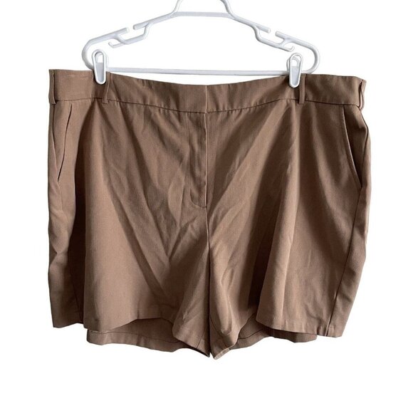 Lane Bryant Women Plus SZ 26 Medium Brown Flat Front 5.5 Inch Inseam Dress Short - Picture 1 of 5